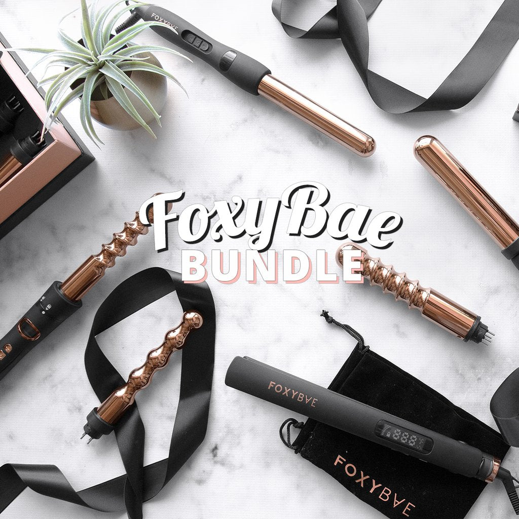 FoxyBae 7-in-1 Curling Iron Set Professional Rose Gold with 7 Hair shops Curling Wands